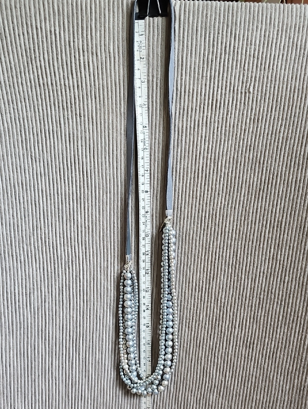 Plunder Multi-Strand Pearl and Bead Necklace in Silver